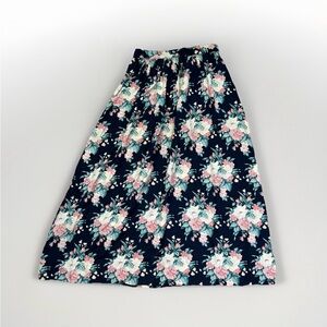 VTG 90s 100% Silk Maxi Skirt S Y2K Floral Print Cottagecore Prairie Flowy Office